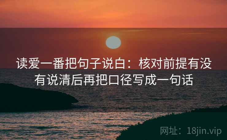 读爱一番把句子说白：核对前提有没有说清后再把口径写成一句话